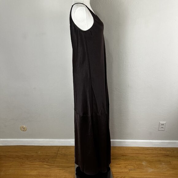 Madewell Satin Sleeveless Maxi Slip Dress V-Neck Carob Brown NT571 Size 2 - Picture 7 of 12